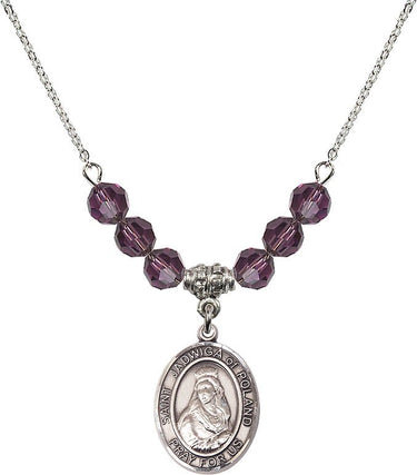 Saint Jadwiga of Poland Birthstone Necklace | 3/4 inch | 6mm Beads