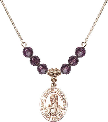 Saint Kateri Tekakwitha Birthstone Necklace | 3/4 inch | 6mm Beads | N30-8438