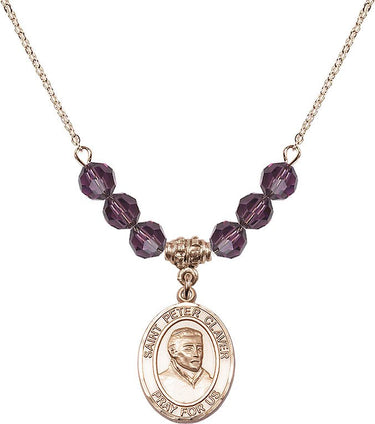 St. Peter Claver Birthstone Necklace | 3/4 inch | 6mm Beads