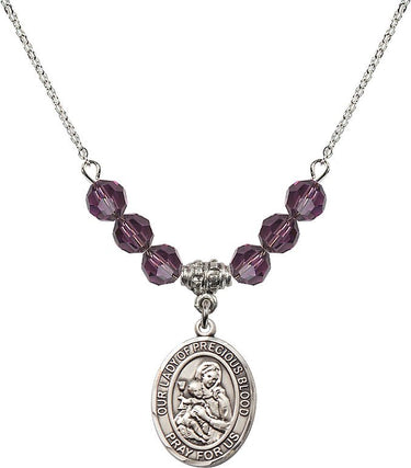Our Lady of the Precious Blood Birthstone Necklace | 3/4 inch