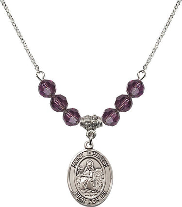 St. Ephrem of Syria Birthstone Necklace | 3/4 inch | 6mm Beads