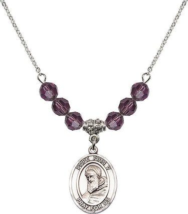 St. Pius X Birthstone Necklace | 3/4 inch | 6mm Beads