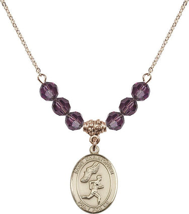 St. Christopher Track & Field Men Birthstone Necklace | 3/4 inch
