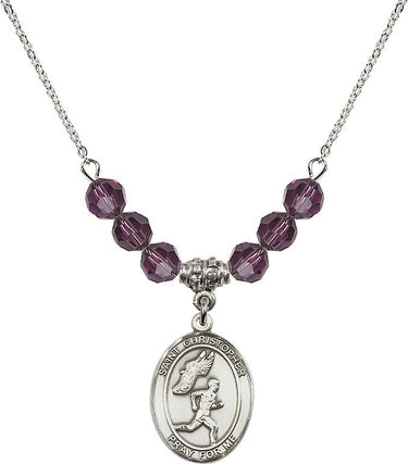 St. Christopher Track & Field Men Birthstone Necklace | 3/4 inch