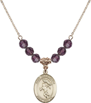 St. Christopher Track & Field Women Birthstone Necklace | 3/4 inch