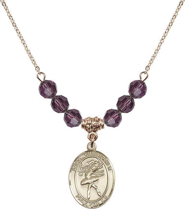 Saint Christopher Dance Birthstone Necklace | 3/4 inch | 6mm Beads