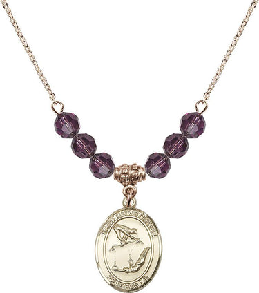 Saint Christopher Gymnastics Birthstone Necklace | 3/4 inch | 6mm Beads