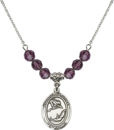 Saint Christopher Gymnastics Birthstone Necklace | 3/4 inch | 6mm Beads