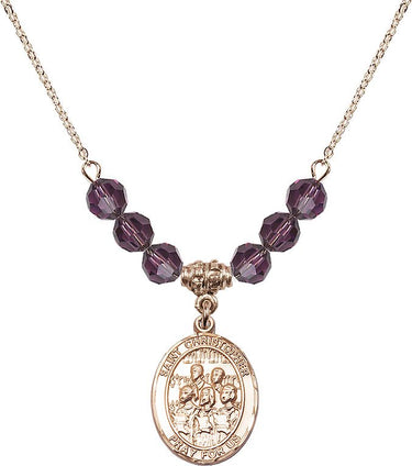 Saint Christopher Choir Birthstone Necklace | 3/4 inch | 6mm Beads