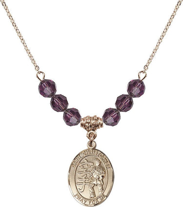 Saint Christopher Karate Birthstone Necklace | 3/4 inch | 6mm Beads
