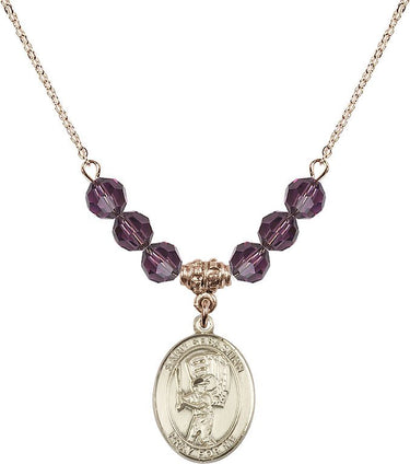 Saint Sebastian Baseball Birthstone Necklace | 3/4 inch | 6mm Beads