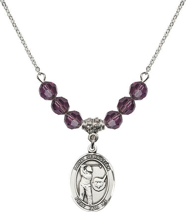 Saint Sebastian Golf Birthstone Necklace | 3/4 inch | 6mm Beads