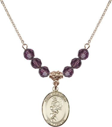 Saint Sebastian Softball Birthstone Necklace | 3/4 inch | 6mm Beads