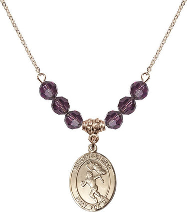 Saint Sebastian Track & Field Women Birthstone Necklace | 3/4 inch