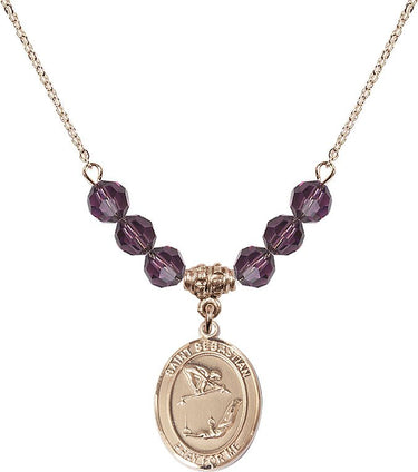 Saint Sebastian Gymnastics Birthstone Necklace | 3/4 inch | 6mm Beads
