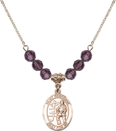 Saint Sebastian Karate Birthstone Necklace | 3/4 inch | 6mm Beads