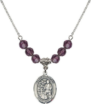 Saint Sebastian Karate Birthstone Necklace | 3/4 inch | 6mm Beads