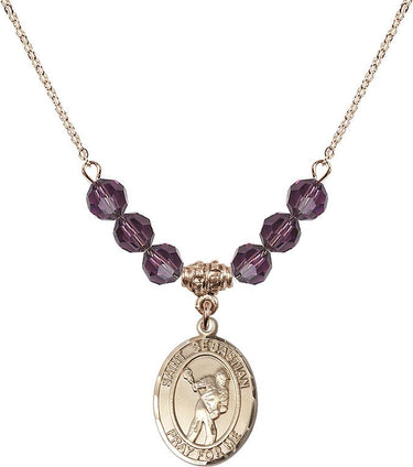 Saint Sebastian Lacrosse Birthstone Necklace | 3/4 inch | 6mm Beads