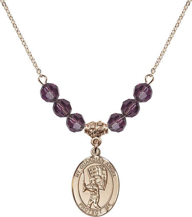 Guardian Angel Baseball Birthstone Necklace | 3/4 inch | 6mm Beads