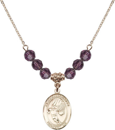 Guardian Angel Basketball Birthstone Necklace | 3/4 inch | 6mm Beads
