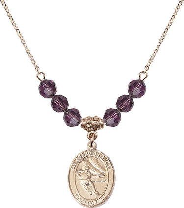 Guardian Angel Hockey Birthstone Necklace | 3/4 inch | 6mm Beads
