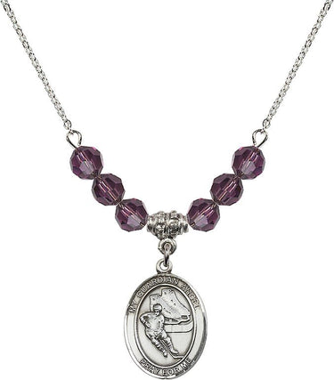 Guardian Angel Hockey Birthstone Necklace | 3/4 inch | 6mm Beads