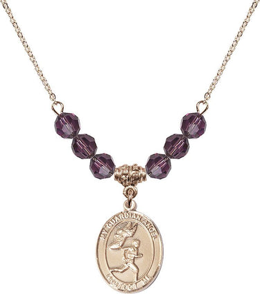 Guardian Angel Track & Field Men Birthstone Necklace | 3/4 inch