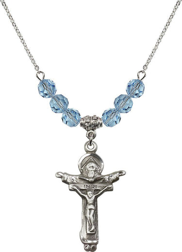 Trinity Crucifix Birthstone Necklace | 1 3/8 inch | 6mm Beads