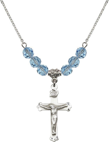 Crucifix Birthstone Necklace | 1 1/8 inch | 6mm Beads | N30-0651