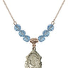 Saint Cecilia Birthstone Necklace | 3/4 inch | 6mm Beads  Aqua 14kt Gold Filled