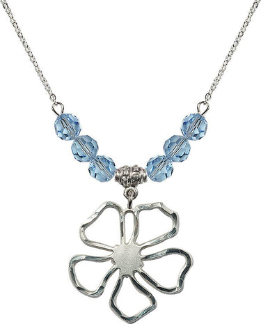 Five Pedal Flower Birthstone Necklace | 1 inch | 6mm Beads
