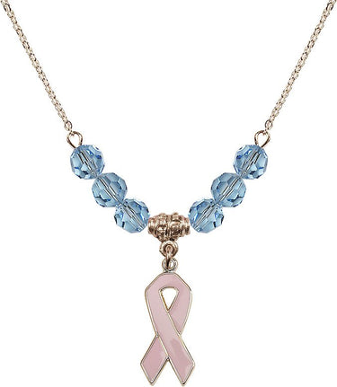 Cancer Awareness Birthstone Necklace | 7/8 inch | 6mm Beads