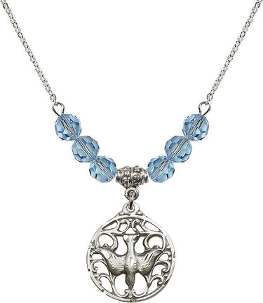 Zircon Holy Spirit Birthstone Necklace | 3/4 inch | 6mm Beads