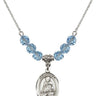 Saint Daniel Birthstone Necklace | 3/4 inch | 6mm Beads  Aqua Sterling Silver
