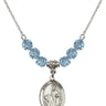 Saint Dymphna Birthstone Necklace | 3/4 inch | 6mm Beads  Aqua Sterling Silver