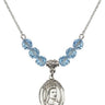 Saint Elizabeth of Hungary Birthstone Necklace | 3/4 inch | 6mm Beads  Aqua Sterling Silver