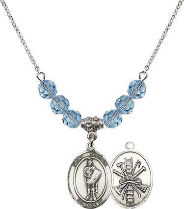 St. Florian Firefighter Birthstone Necklace | 3/4 inch | 6mm Beads