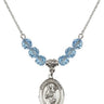 Saint Scholastica Birthstone Necklace | 3/4 inch | 6mm Beads  Aqua Sterling Silver