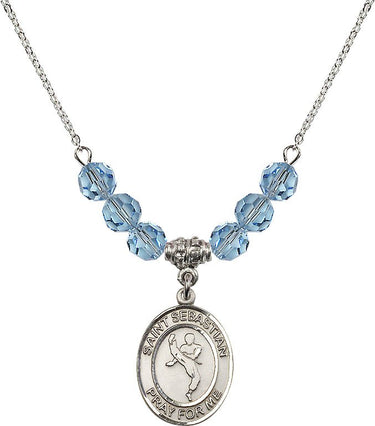 Collar con Medalla de San Sebastián Artes Marciales | 19 mm | Cuentas de 6 mm