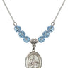 Saint Isabella of Portugal Birthstone Necklace | 3/4 inch | 6mm Beads  Aqua Sterling Silver