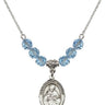 Saint Gabriel Possenti Birthstone Necklace | 3/4 inch | 6mm Beads  Aqua Sterling Silver