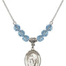 Saint Susanna Birthstone Necklace | 3/4 inch | 6mm Beads  Aqua Sterling Silver