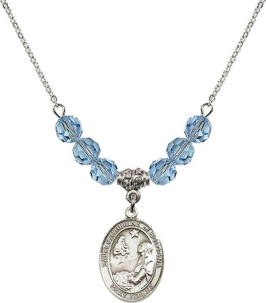 Collar de Santa Catalina de Bolonia con piedra natal | 1,9 cm | Cuentas de 6 mm