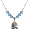 Saint Vitus Birthstone Necklace | 3/4 inch | 6mm Beads  Aqua Sterling Silver