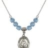Saint Theodora Birthstone Necklace | 3/4 inch | 6mm Beads  Aqua Sterling Silver