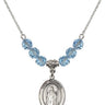 Saint Seraphina Birthstone Necklace | 3/4 inch | 6mm Beads  Aqua Sterling Silver