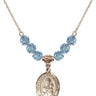 Our Lady of Czestochowa Birthstone Necklace | 3/4 inch | 6mm Beads  Aqua 14kt Gold Filled