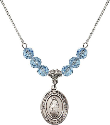 Our Lady of Good Help Birthstone Necklace | 3/4 inch | 6mm Beads