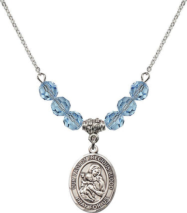 Our Lady of the Precious Blood Birthstone Necklace | 3/4 inch