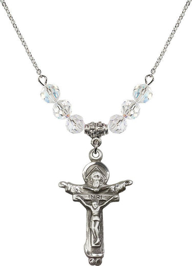 Trinity Crucifix Birthstone Necklace | 1 3/8 inch | 6mm Beads